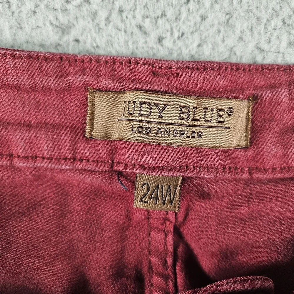 Judy Blue High Rise Seam Straight Jeans Womens 24W Burgundy Denim Preppy‎ Casual - Picture 5 of 16